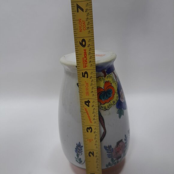Vintage Japan Lustreware Hand Painted Floral Lantern Vase Stem Bud Flower Pot - Picture 10 of 12